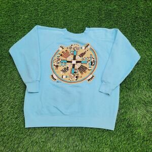 Vintage Native-American Sweatshirt Womens Large 22x22 Boxy